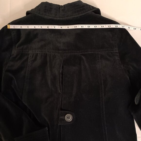 Boden Black Velvet Like Knee-Length Coat w/Purple & White Dot Lining Women’s 14 - Picture 10 of 10